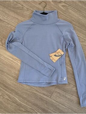 Asics Periwinkle/light blue Mock turtle neck long sleeve fleece performance top